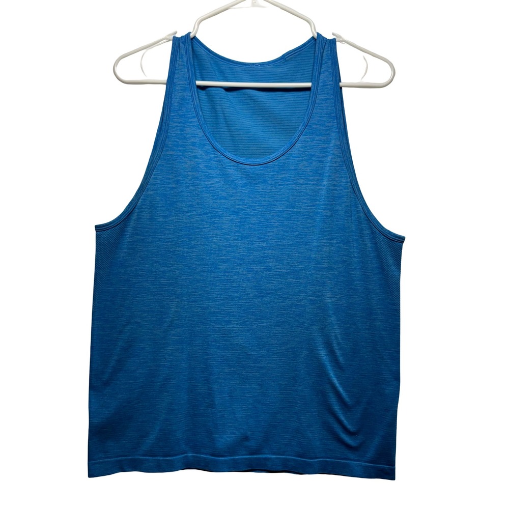 Lululemon Metal Vent Tech Tank Mens Blue Heathered Sleeveless Gym Shirt, Size M